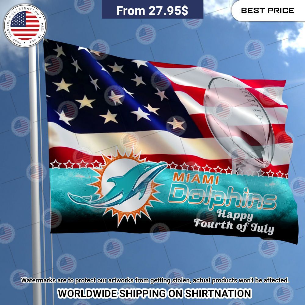 BEST Miami Dolphins Happy Fourth of July 3D Flag