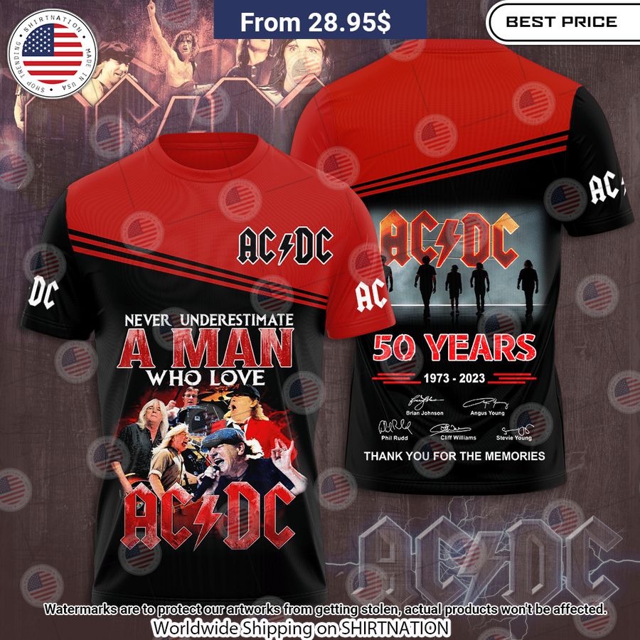 Never Underestimate A Man Who Love ACDC 50 Years Shirt My friend and partner