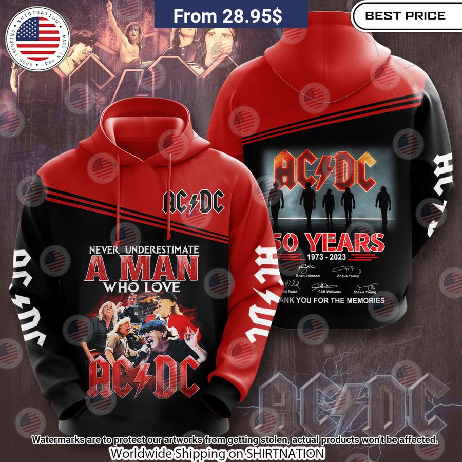 Never Underestimate A Man Who Love ACDC 50 Years Shirt Out of the world