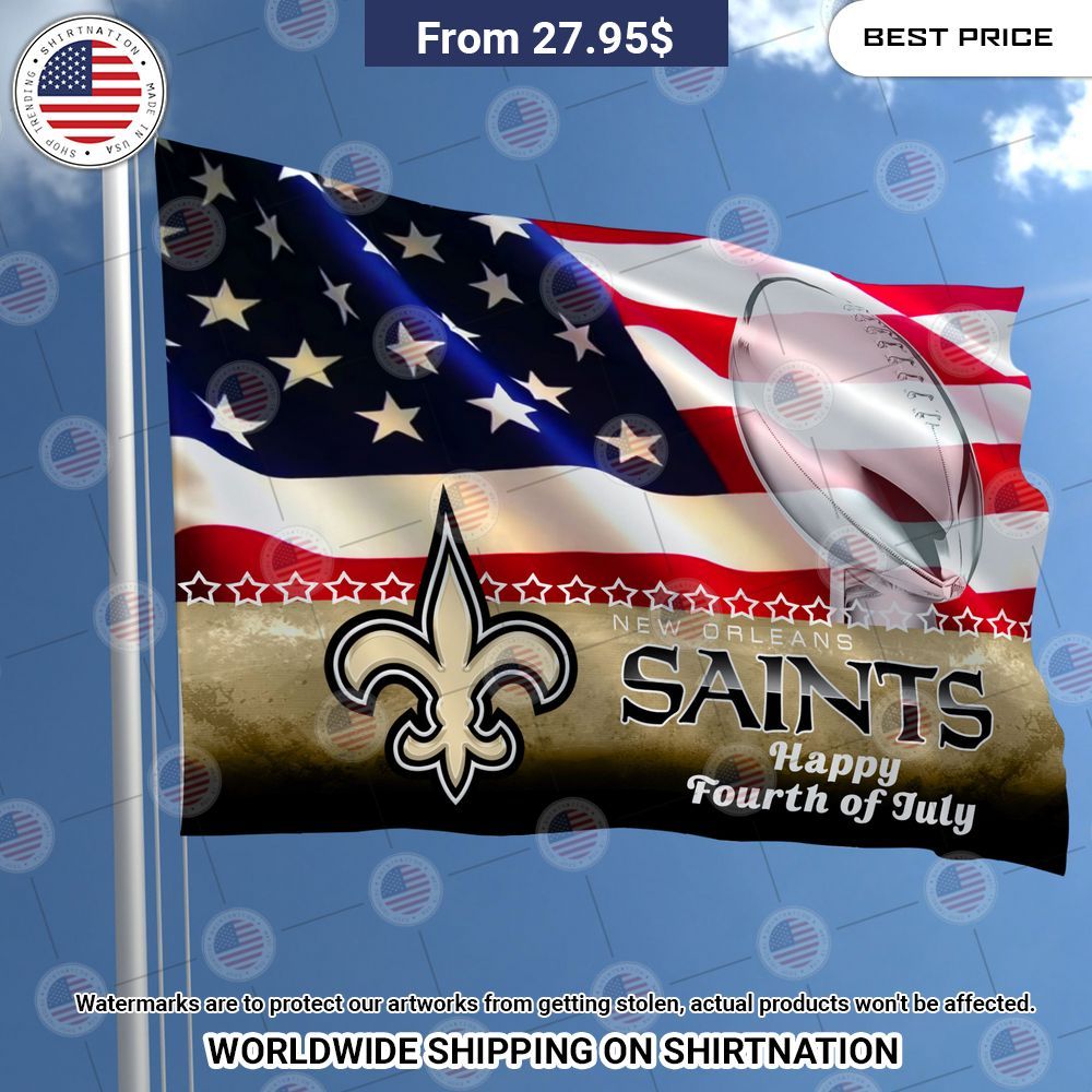 New Orleans Saints Happy Fourth of July Flag Good click
