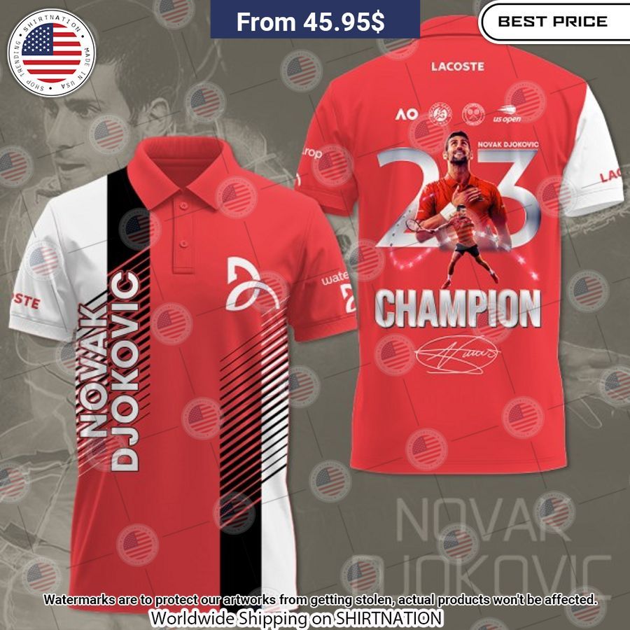 Novak Djokovic Champion 23 Polo Shirt Nice photo dude