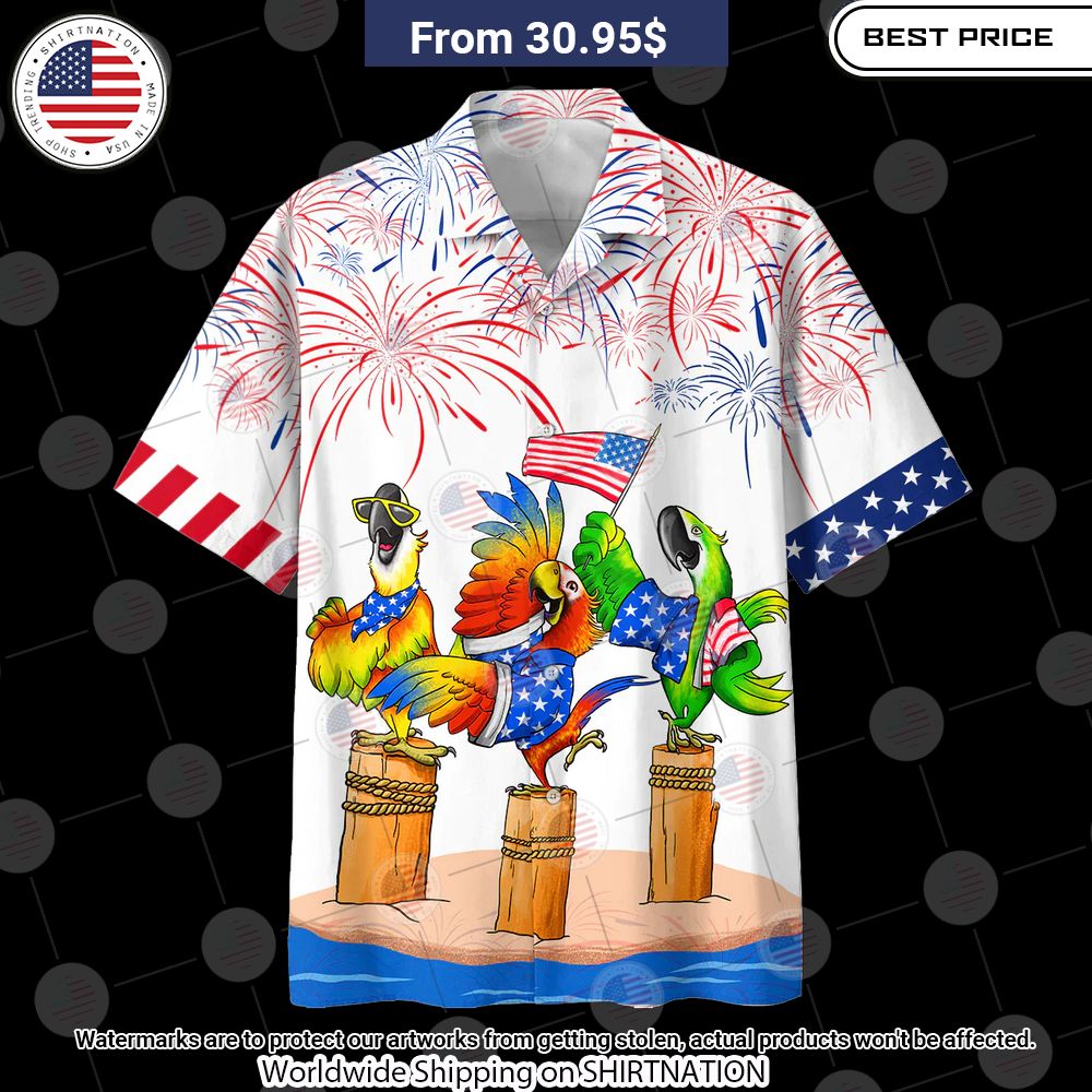 Parrot 4th Of July USA Flag Hawaiian Shirt Amazing Pic