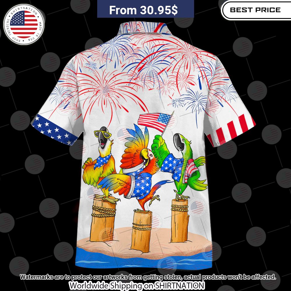 Parrot 4th Of July USA Flag Hawaiian Shirt I am in love with your dress