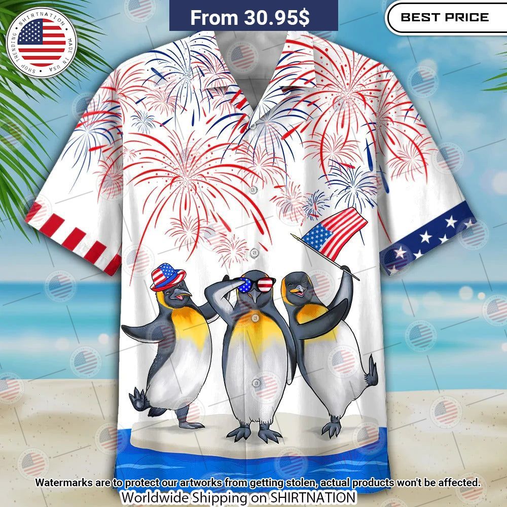 Penguin Happy Independence Day Is Coming Hawaiian Shirt You look elegant man