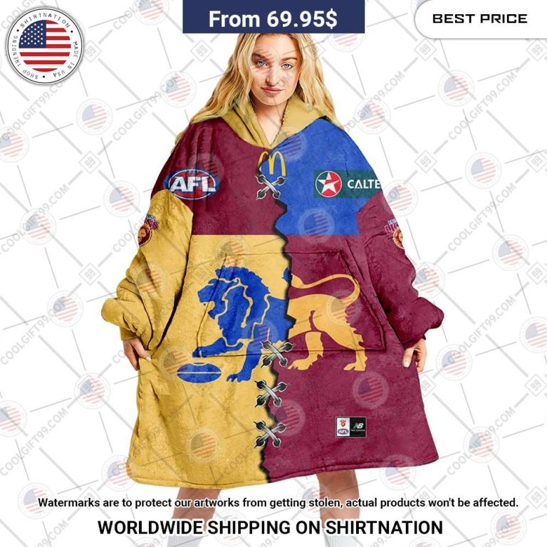 Personalized AFL Brisbane Lions Jersey Oodie Blanket Hoodie Out of the world