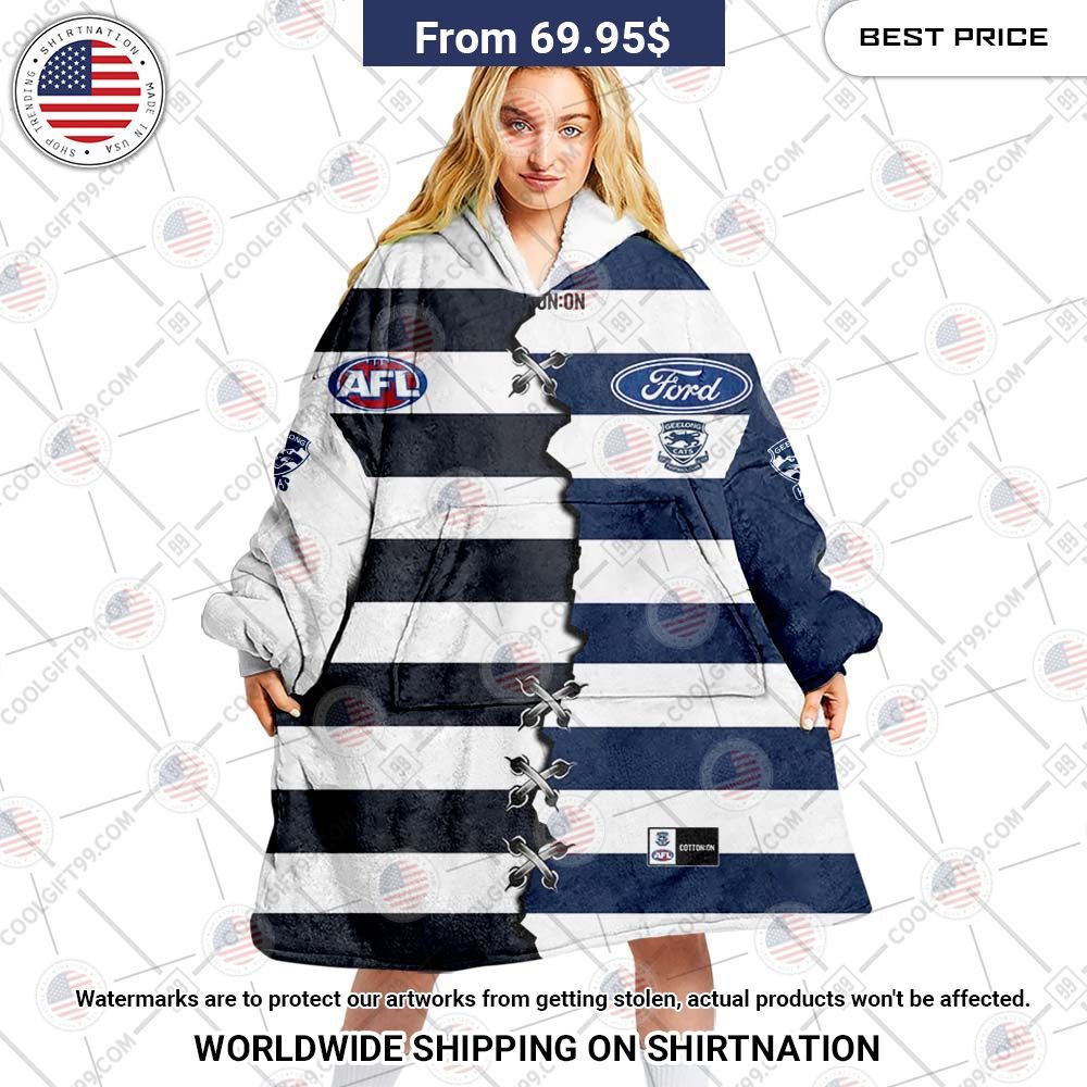 Personalized AFL Geelong Cats Jersey Oodie Blanket Hoodie It is too funny