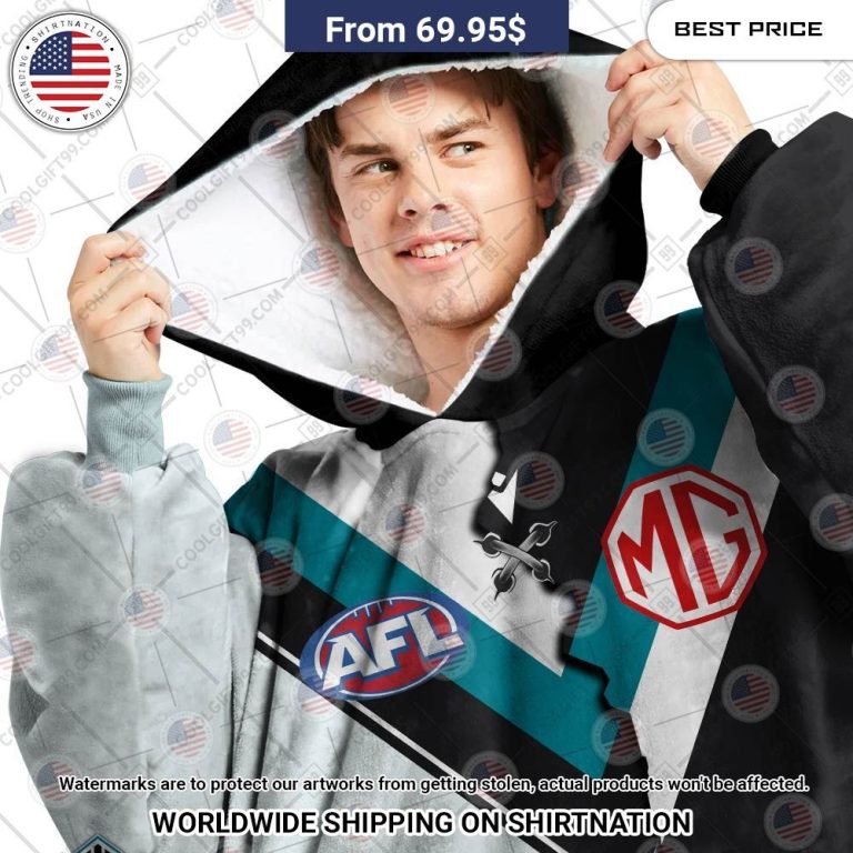 Personalized AFL Port Adelaide Power Jersey Oodie Blanket Hoodie Lovely smile