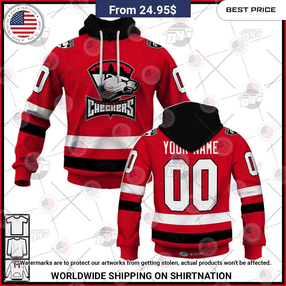 Personalized AHL Charlotte Checkers Premier Jersey Red Shirt Wow, cute pie