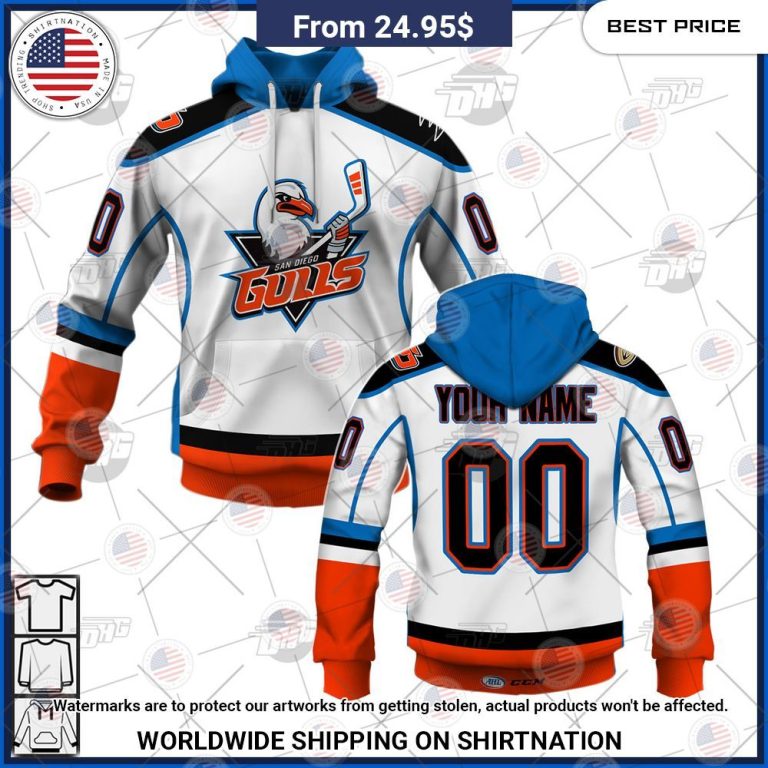 Personalized AHL San Diego Gulls Premier Jersey White Shirt Stand easy bro