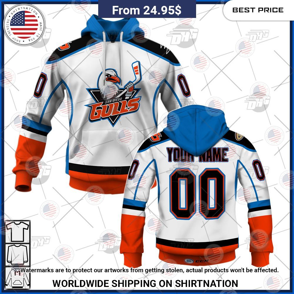 Personalized AHL San Diego Gulls Premier Jersey White Shirt Stand easy bro