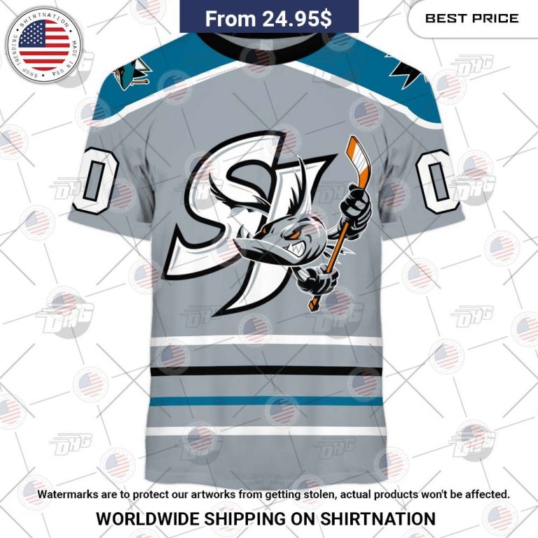 Personalized AHL San Jose Barracuda Premier Jersey Grey Shirt Damn good