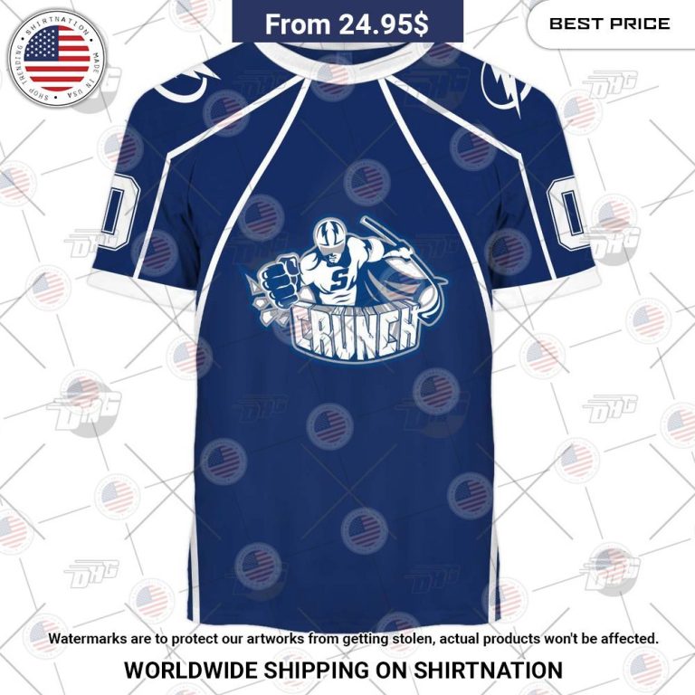 Personalized AHL Syracuse Crunch Premier Jersey Blue Shirt Nice shot bro