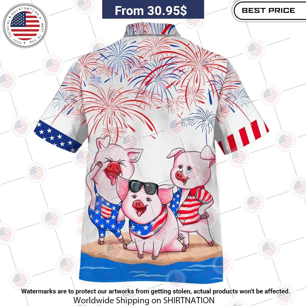 Pig Independence Day Aloha Hawaiian Shirt Loving click