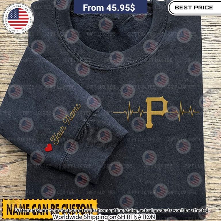 Pittsburgh Pirates Heartbeat CUSTOM Embroidered Sweatshirt Mesmerising