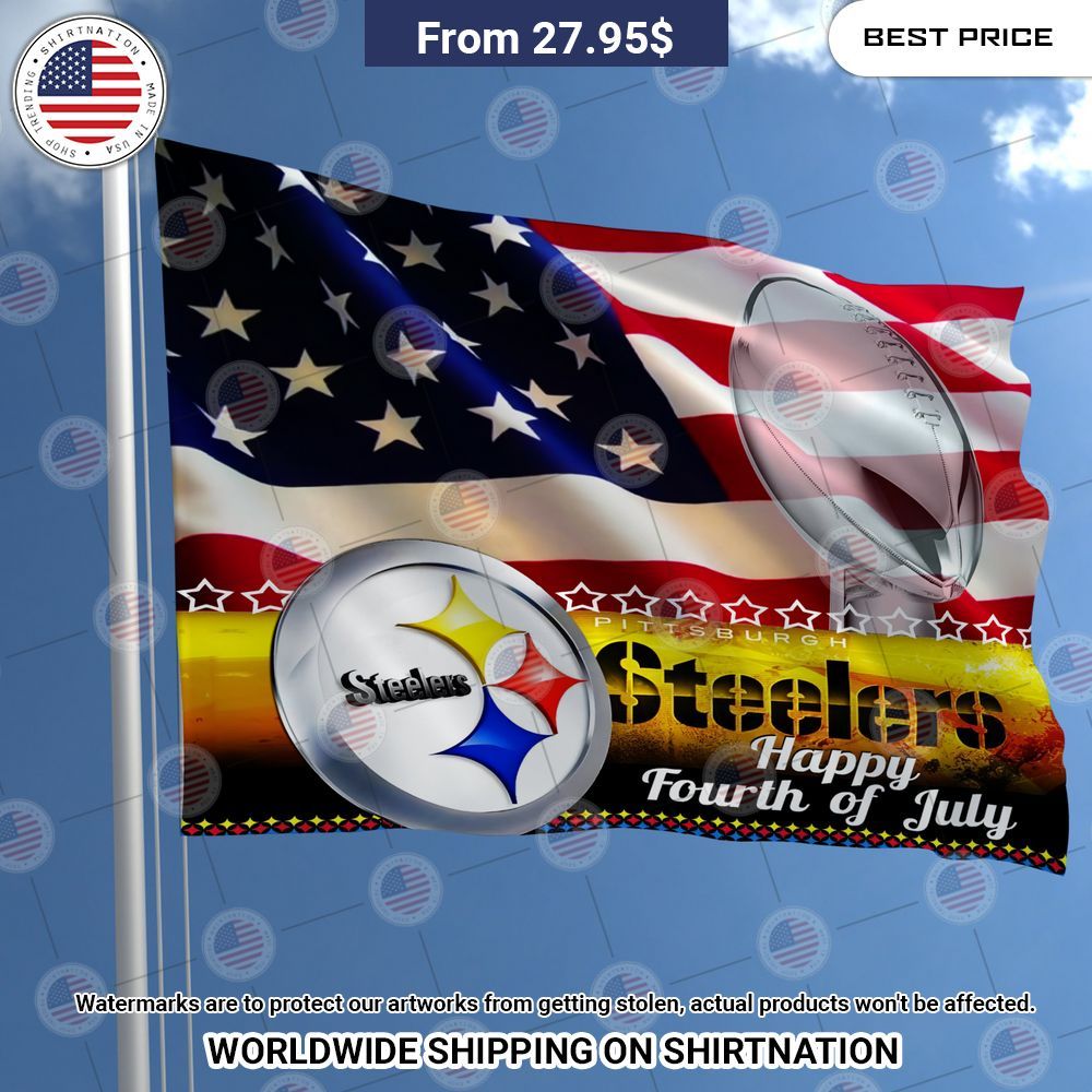 BEST Pittsburgh Steelers Happy Fourth of July 3D Flag