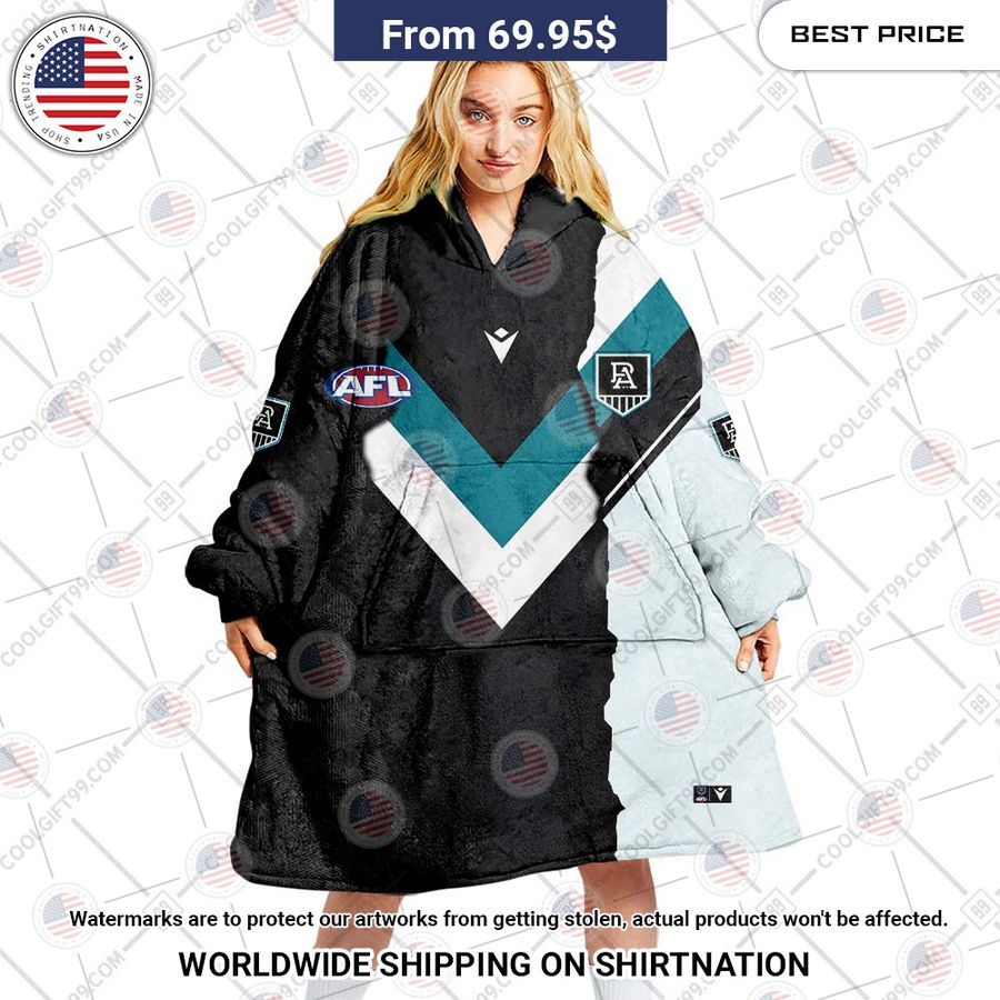 Port Adelaide Power Mix Hoodie Blanket Natural and awesome