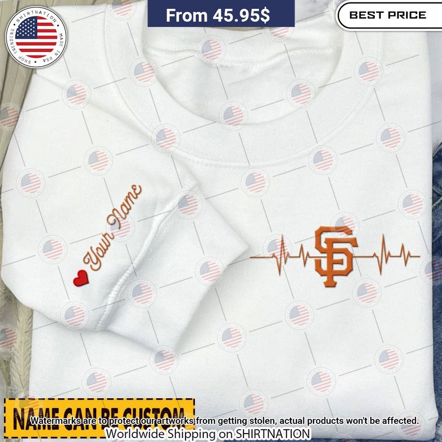 San Francisco Giants Heartbeat CUSTOM Embroidered Sweatshirt