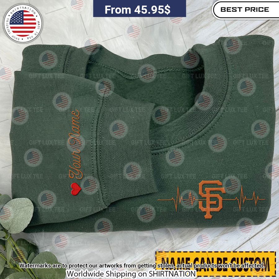 San Francisco Giants Heartbeat CUSTOM Embroidered Sweatshirt Generous look