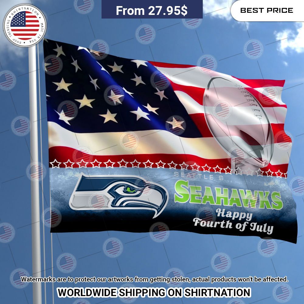 Seattle Seahawks Happy Fourth of July Flag Speechless