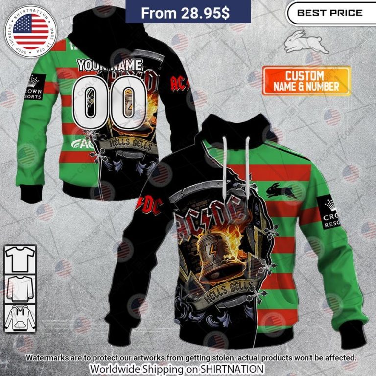 South Sydney Rabbitohs ACDC Hells Bells CUSTOM Hoodie Looking so nice