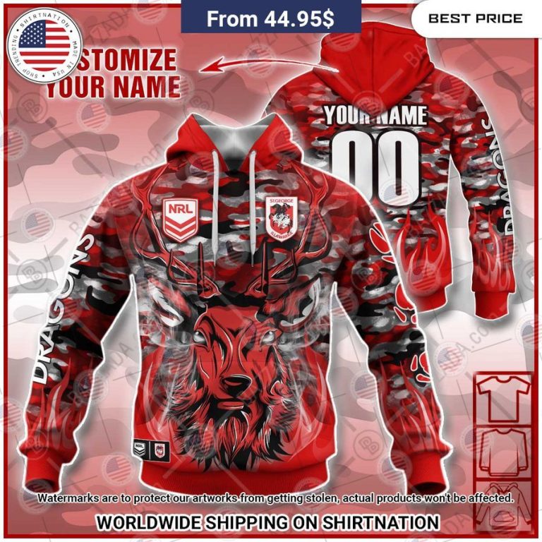 St. George Illawarra Dragons Deer Hunting CUSTOM Hoodie My friend and partner