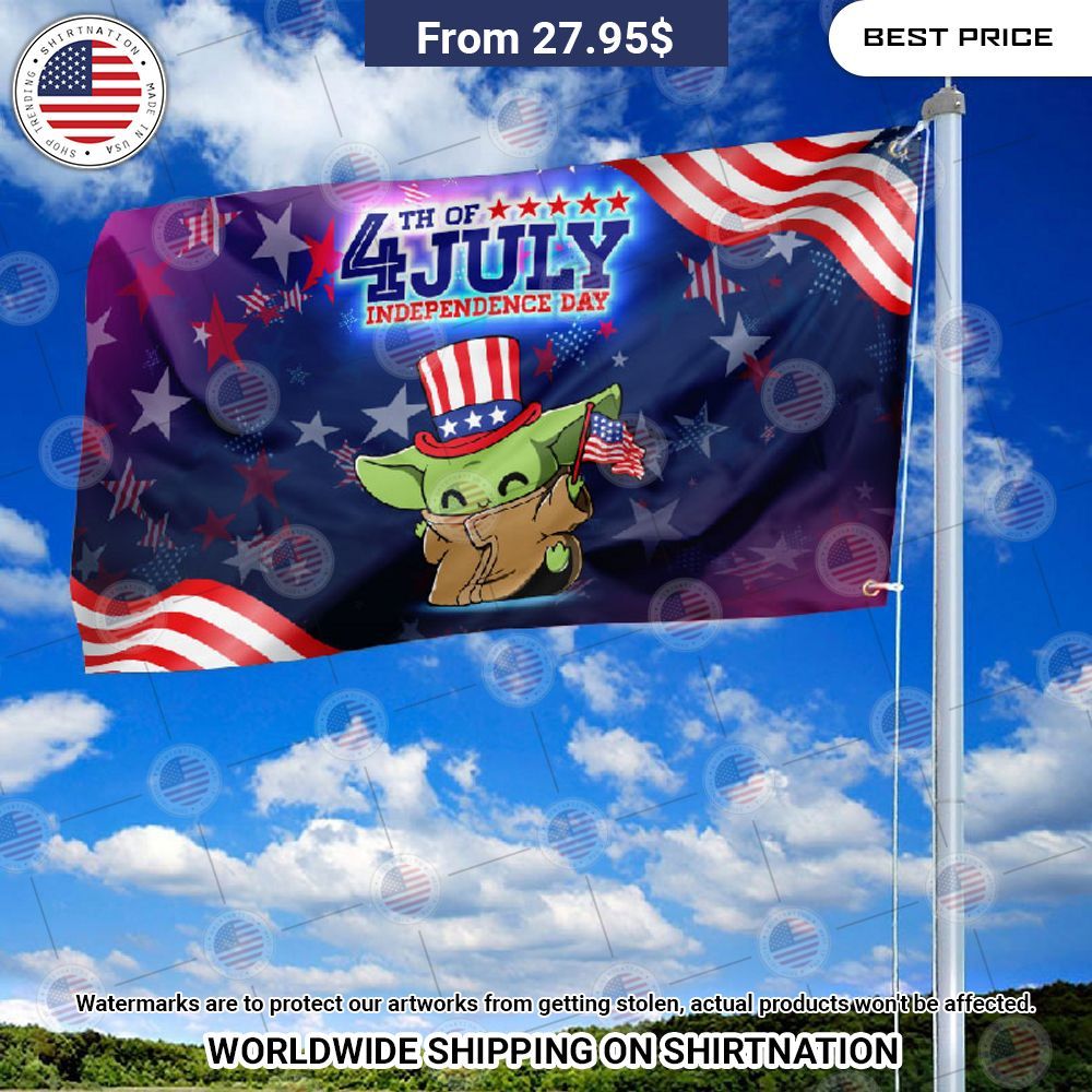 Star Wars Baby Yoda 4th Of July Independence Day Flag Looking so nice