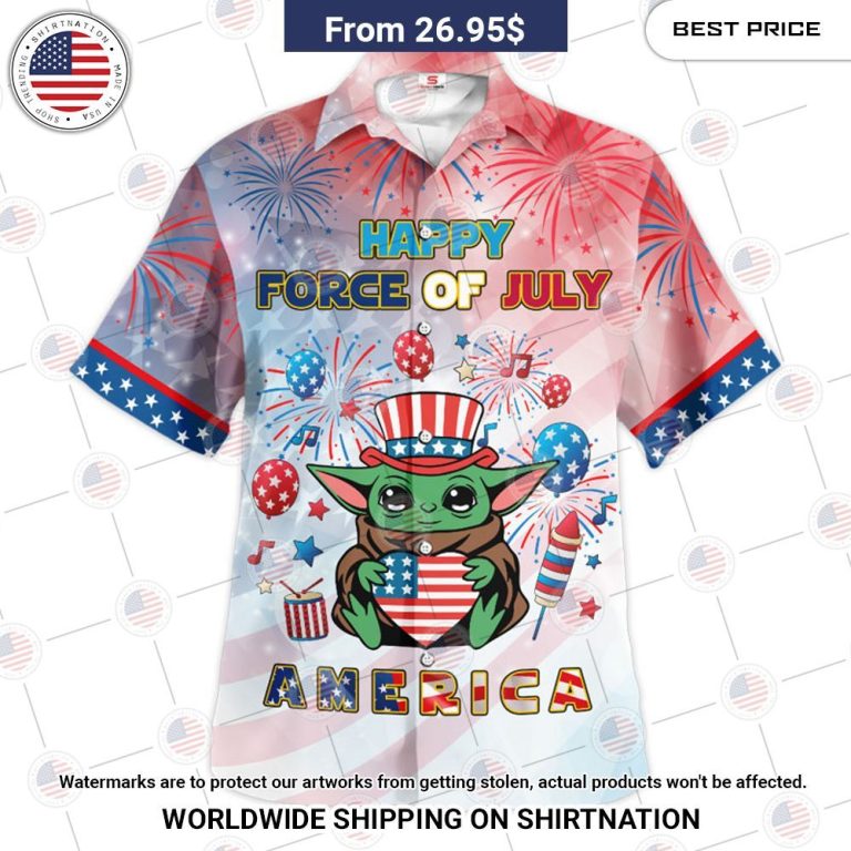 Star Wars Baby Yoda Happy Force Of July America Hawaiian Shirt Long time