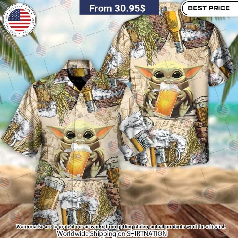 Star Wars Baby Yoda Hug Beer Wheat Hawaiian Shirt You look so healthy and fit