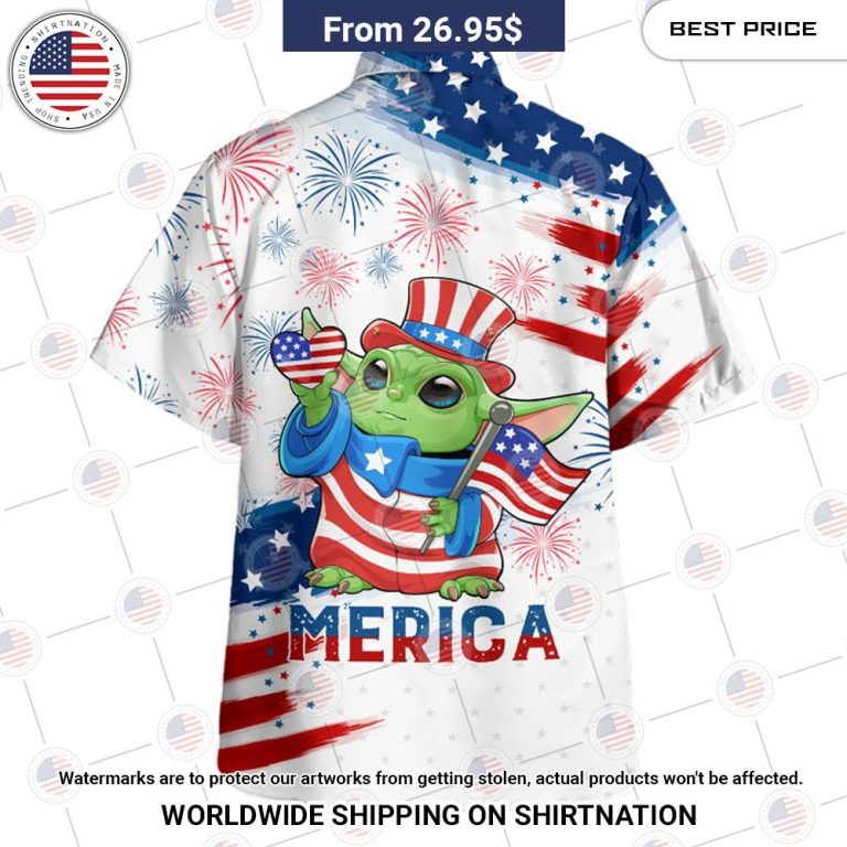 Star Wars Baby Yoda Independence Day Merica Hawaiian Shirt Super sober