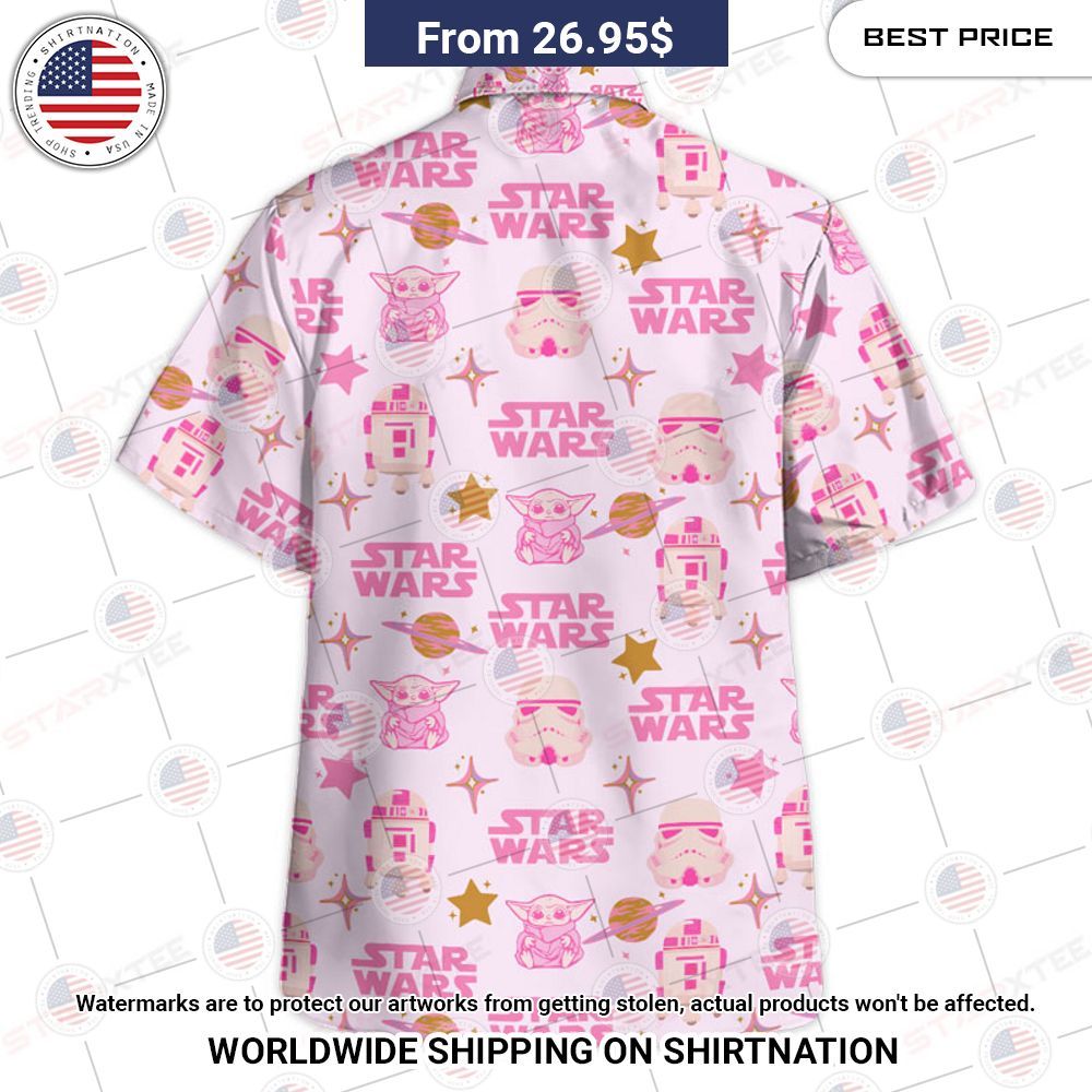 Star Wars Baby Yoda Space Pink Hawaiian Shirt Long time