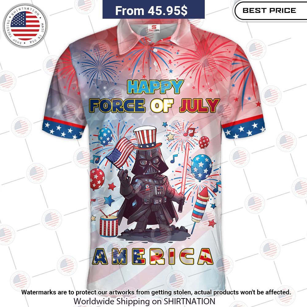 BEST Star Wars Darth Vader Happy Force Of July America Premium Polo Shirt