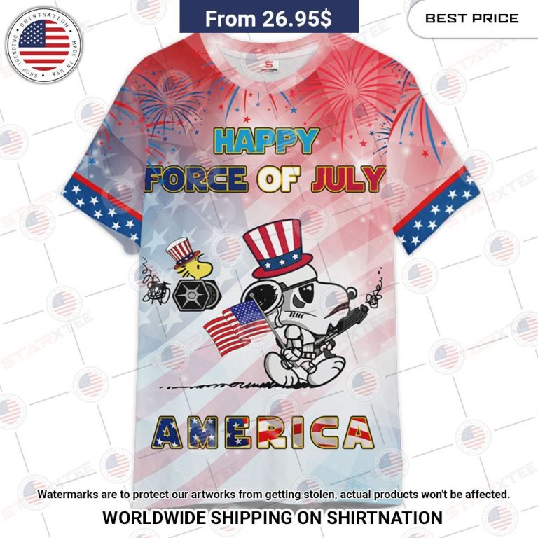 Star Wars Snoopy Happy Force Of July America T Shirt Short Damn good