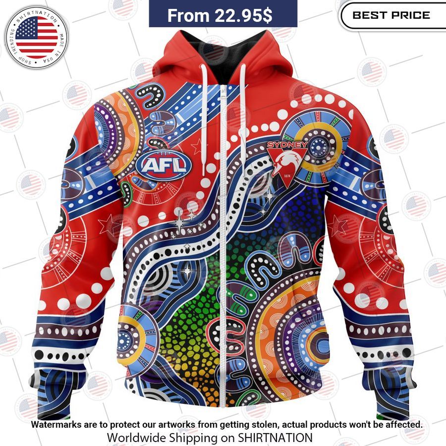 Sydney Swans Indigenous Custom Shirt Radiant and glowing Pic dear