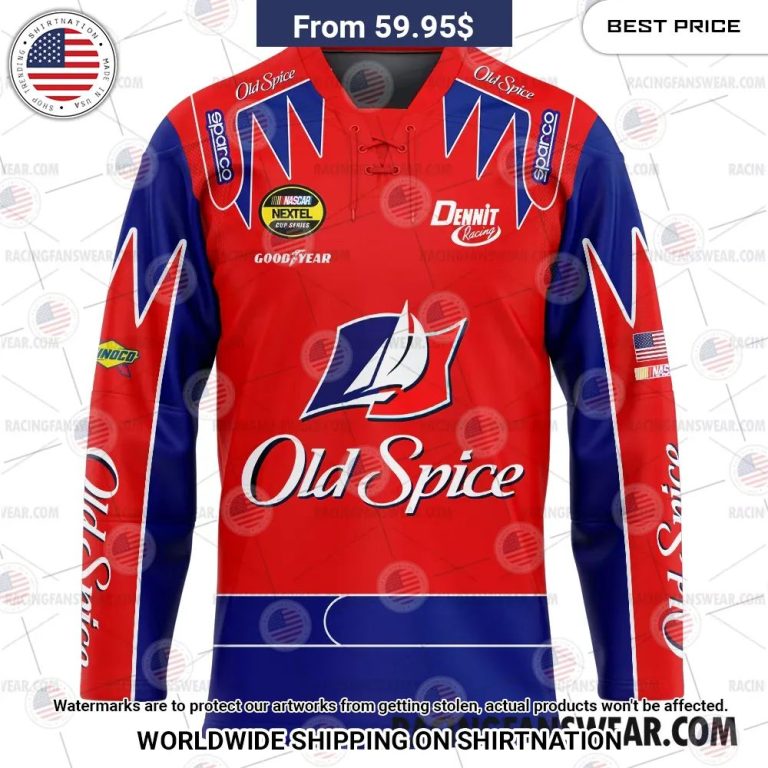 Talladega Nights Nascar Racing Film Old Spice Hockey Jersey Damn good