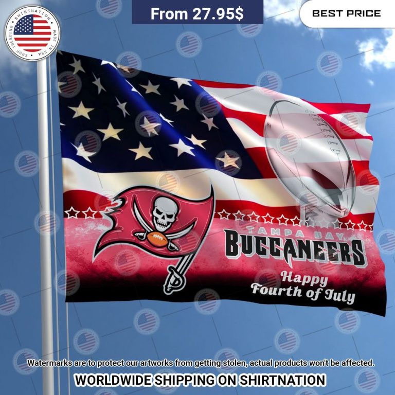 Tampa Bay Buccaneers Happy Fourth of July Flag Good click