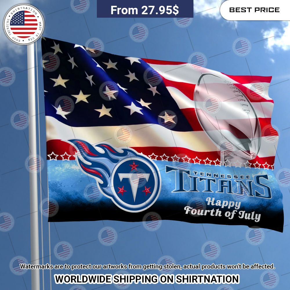 Tennessee Titans Happy Fourth of July Flag Stand easy bro