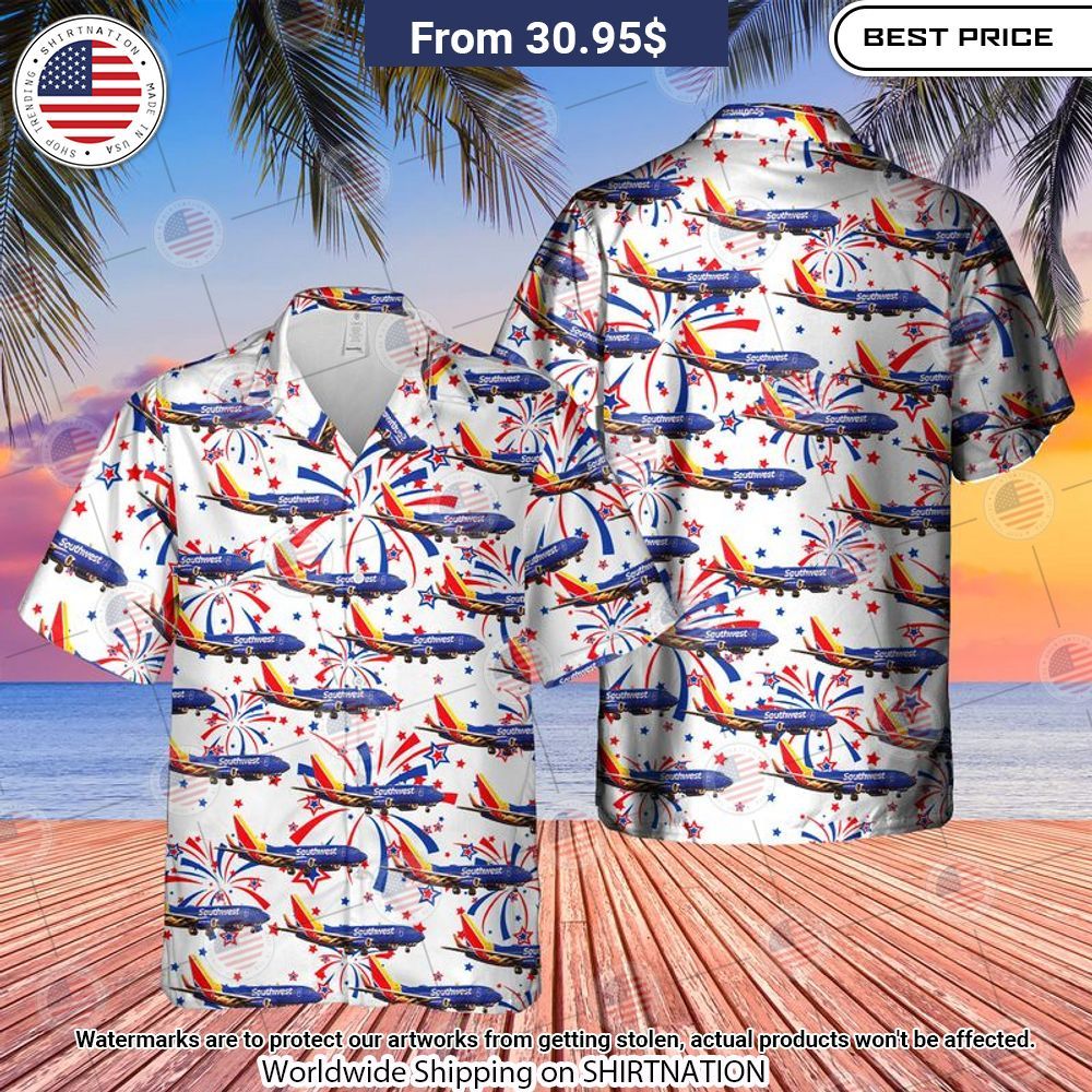 US Airlines 3 Boeing 737 7H4 US 4th of July Hawaiian Shirt Stand easy bro