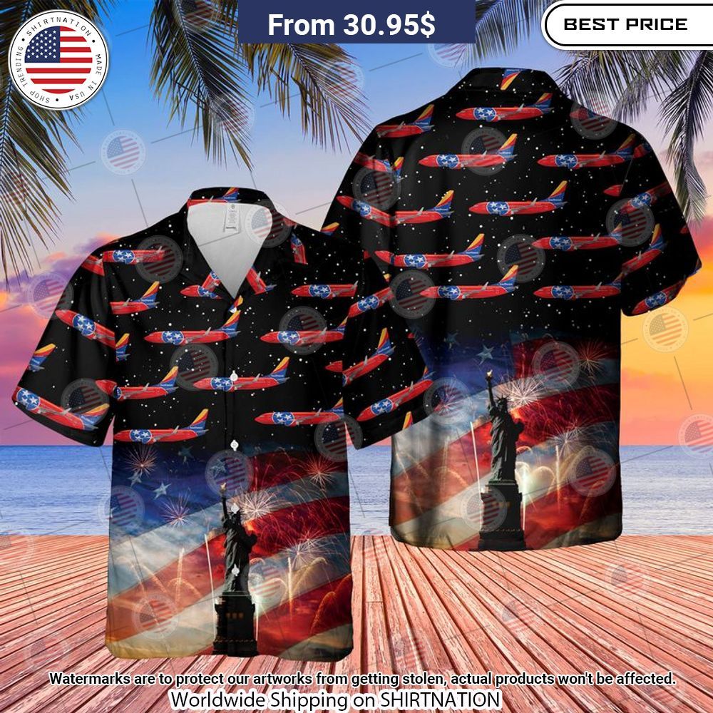 US Airlines 3 Tennessee Boeing 737 7H4 4th of July Hawaiian Shirt Speechless