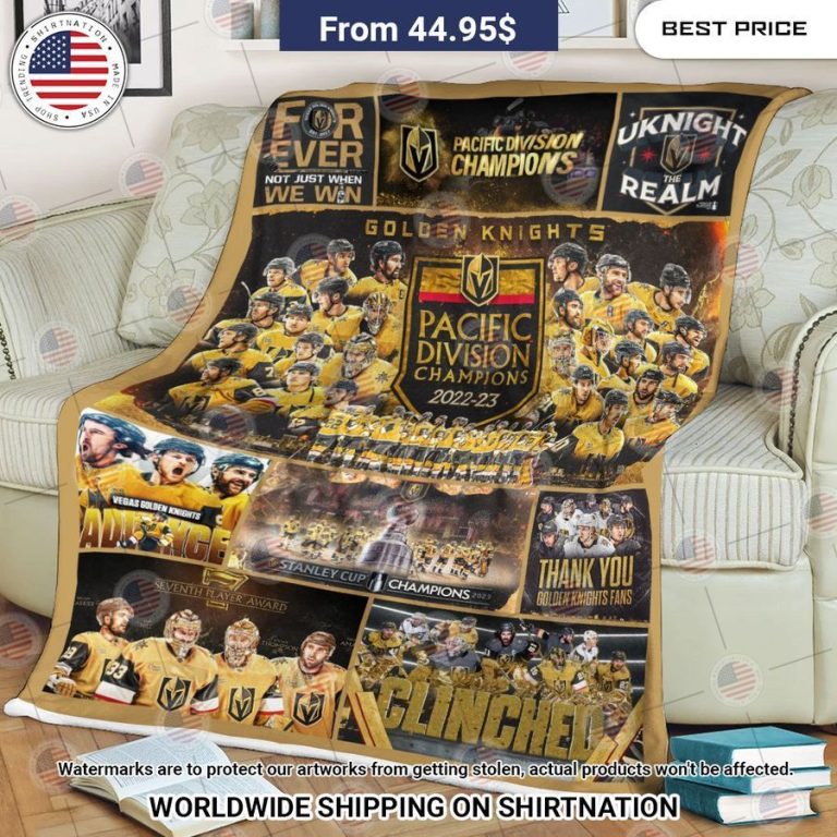 vegas golden knights pacific division champions 2022 23 blanket 2