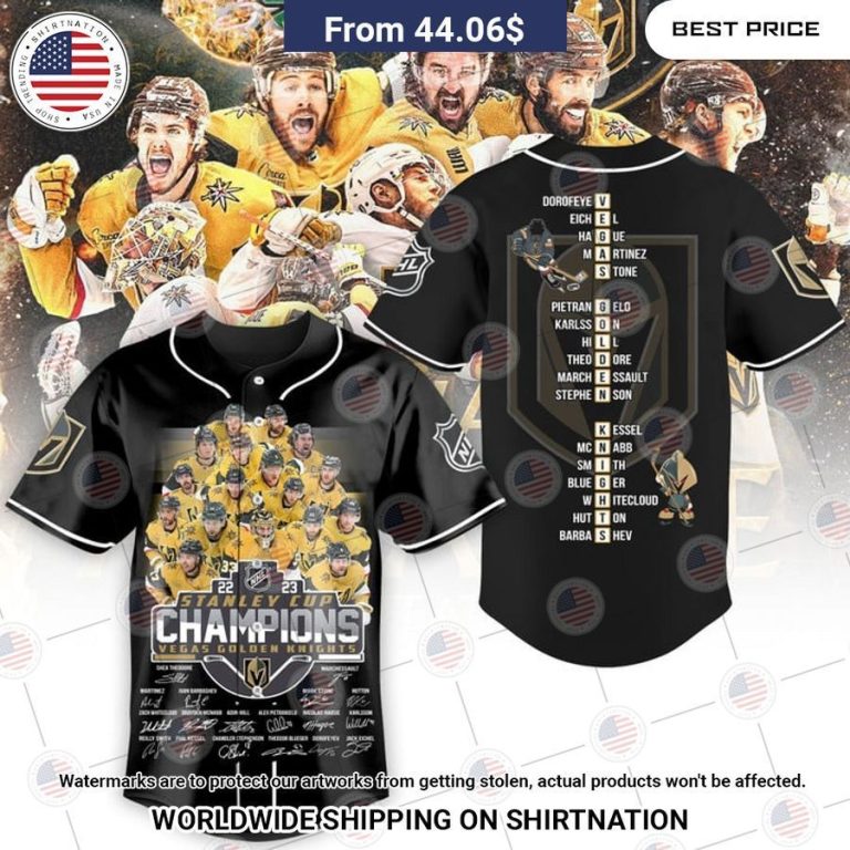 vegas golden knights stanley cup champions 2023 black baseball jersey 1