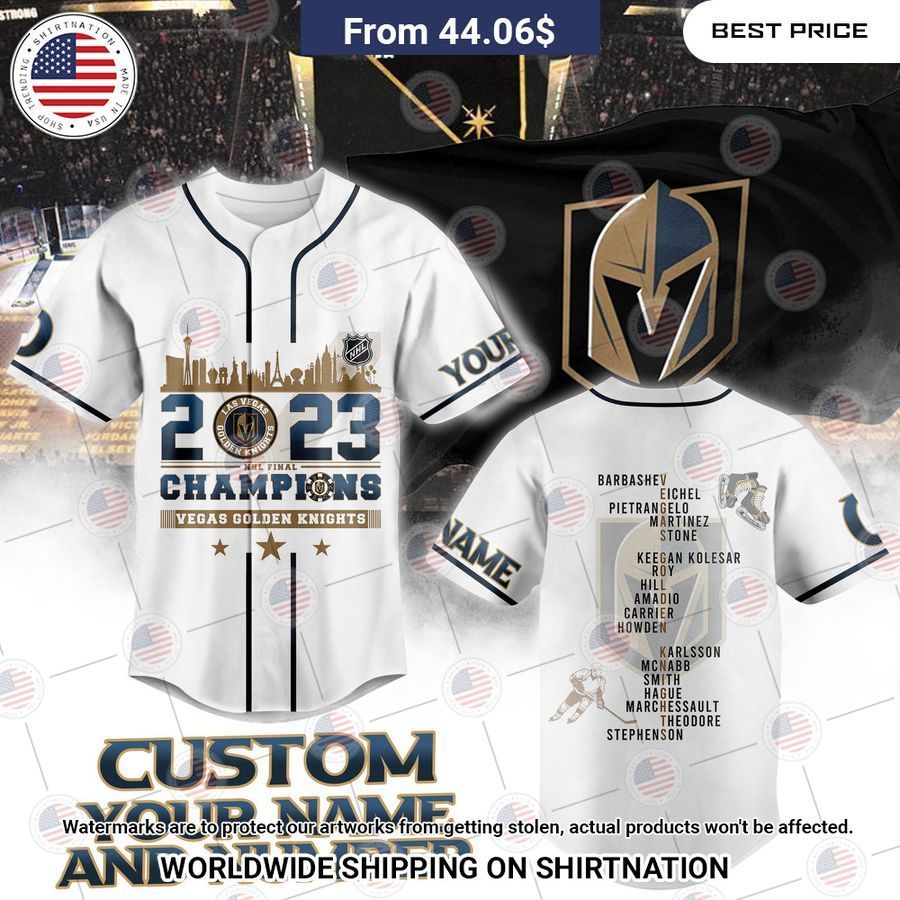 vegas golden knights stanley cup champions 2023 custom white baseball jersey 1