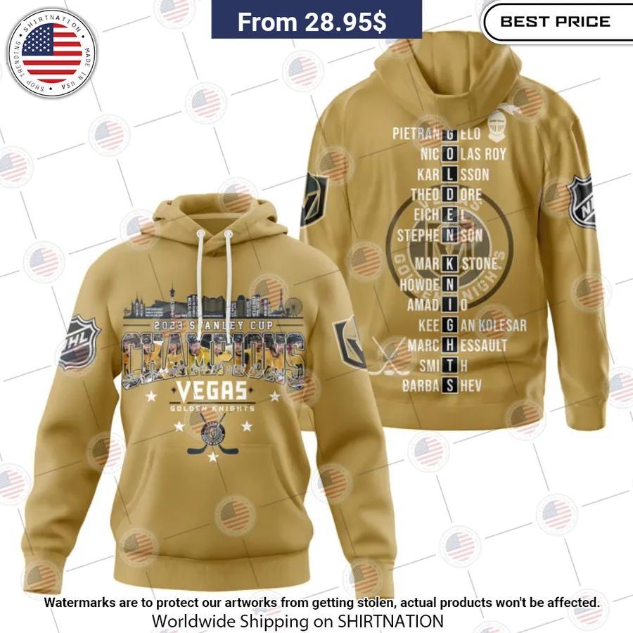 vegas golden knights stanley cup champions 2023 gold hoodie 1