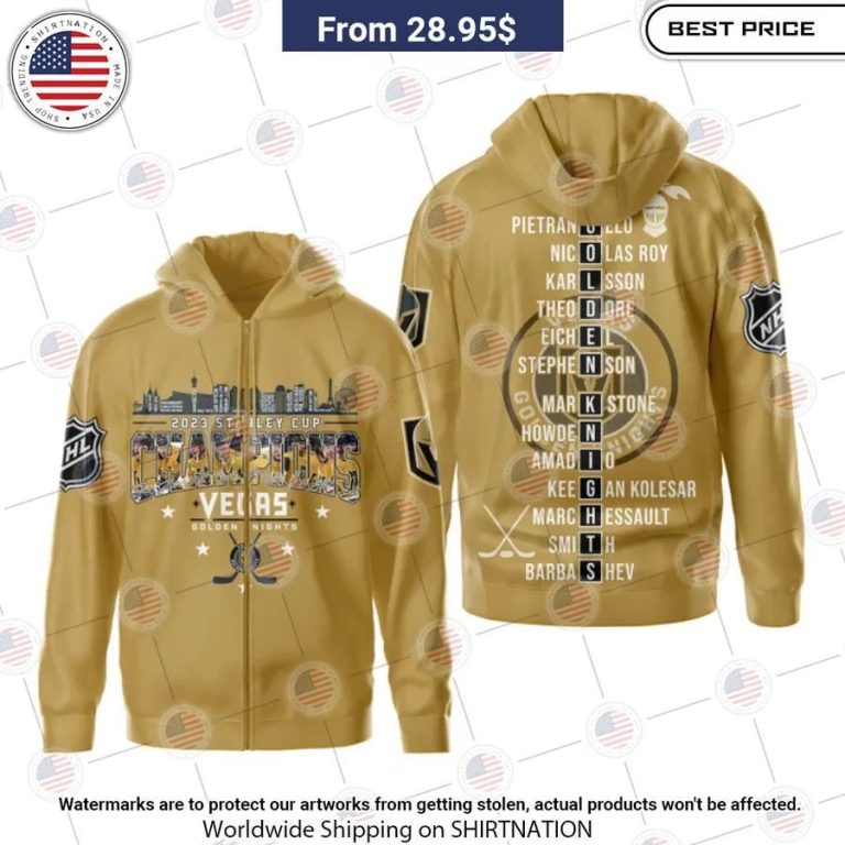 vegas golden knights stanley cup champions 2023 gold hoodie 2