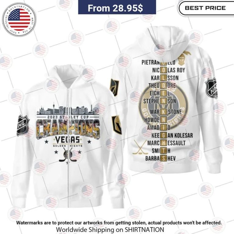 vegas golden knights stanley cup champions 2023 white hoodie 2