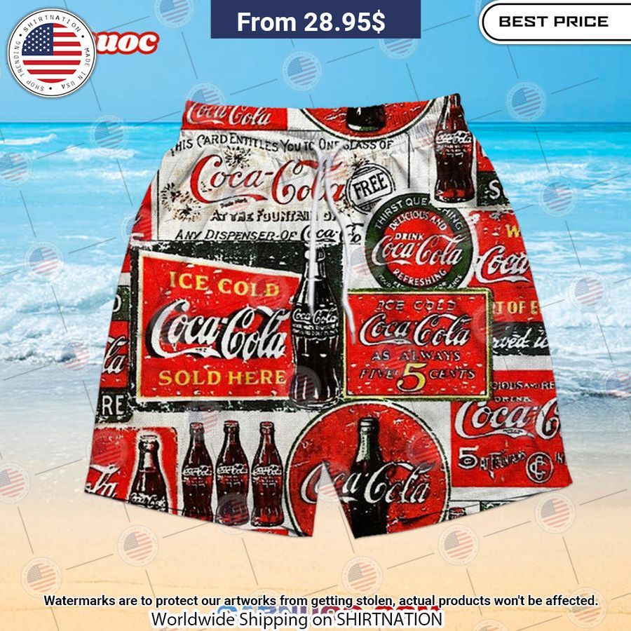 Coca Cola Labels Beach Shorts Studious look