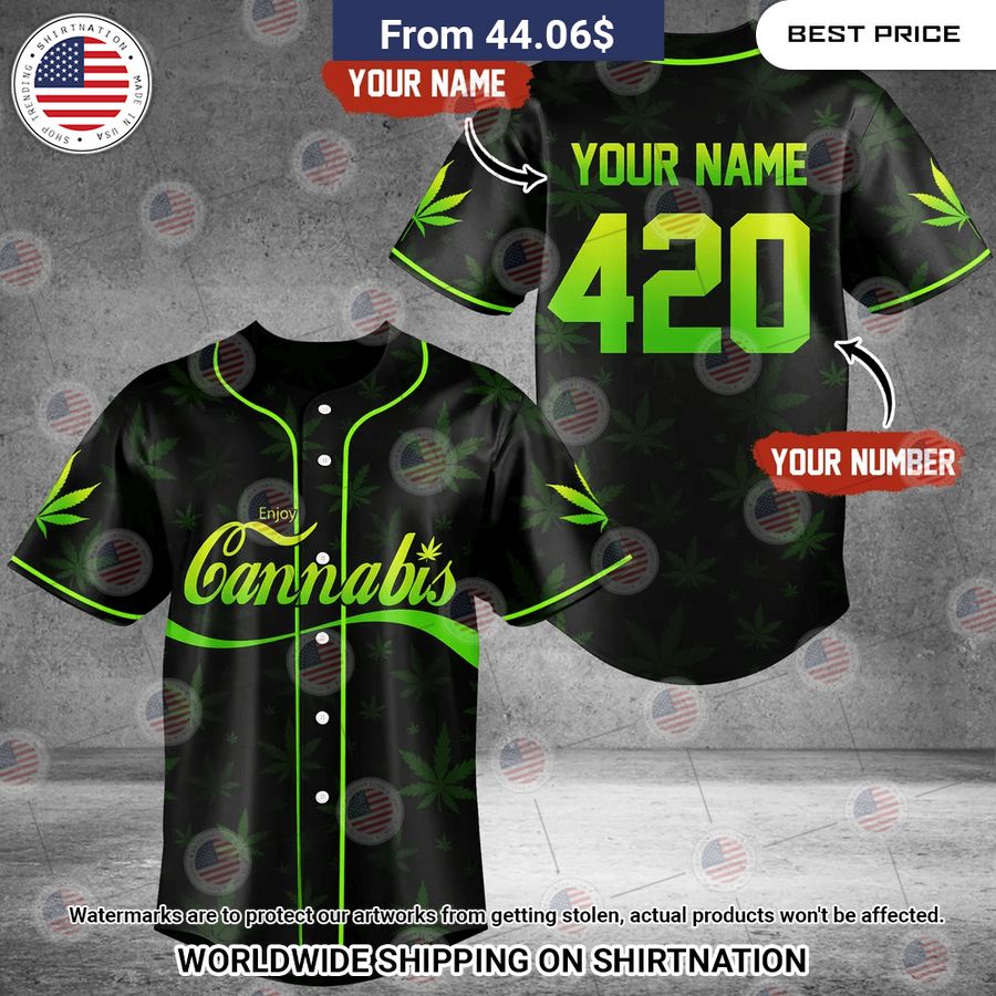 Custom Enjoy Cannabis 420 Baseball Jersey Impressive picture.