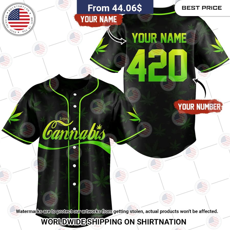 Custom Enjoy Cannabis 420 Baseball Jersey Cutting dash