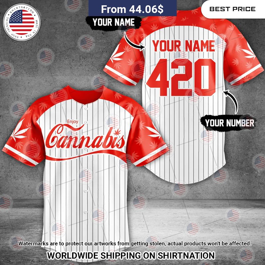 Custom Enjoy Cannabis Baseball Jersey Cutting dash