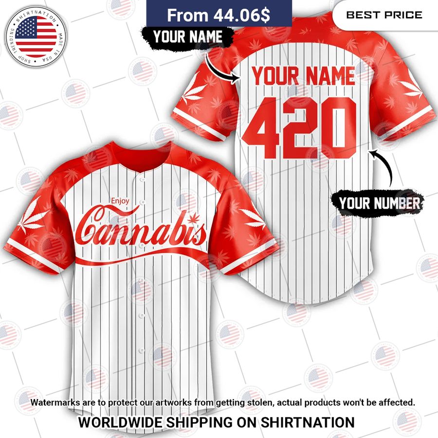 Custom Enjoy Cannabis Baseball Jersey Natural and awesome