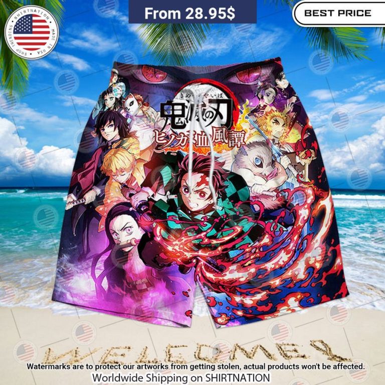 Demon Slayer Beach Shorts Amazing Pic